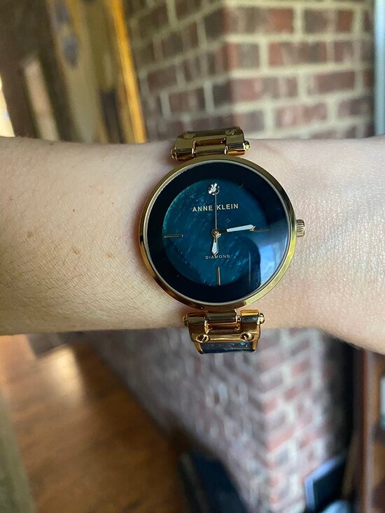 Anne Klein Womens Navy Blue Gold Analog Quartz Genuine Diamond Dial Bangle Watch main image 8